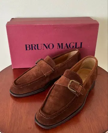 브루노말리 남성용 스트랩 모카신 슬립온 브라운 스웨이드