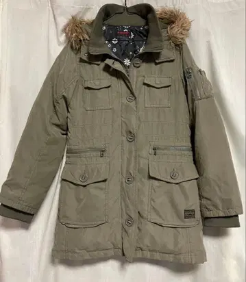 kissmark 모즈 코트 다운 자켓 후드 부착 카키 L