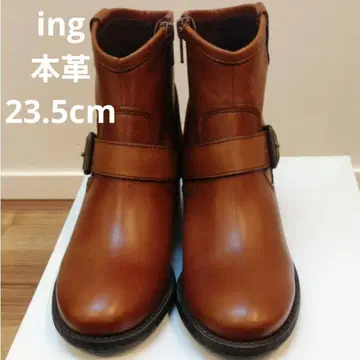 ing 천연 가죽 벨트 숏부츠 브라운 23.5cm
