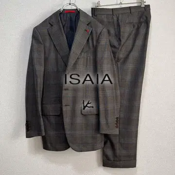 [ 새상품급 ] 고급 ISAIA 글렌체크 셋업 수트 브라운