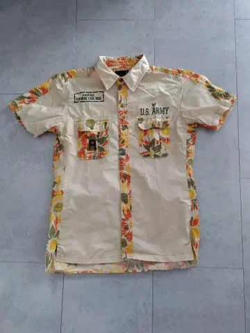 AVIREX 반팔 셔츠 XL 꽃무늬 U.S. ARMY