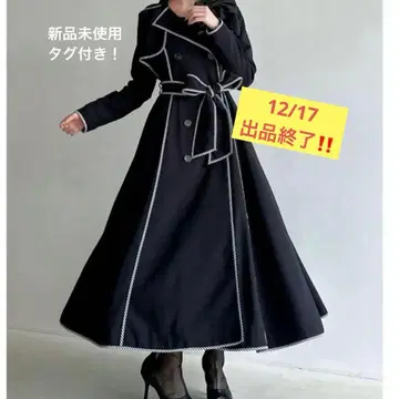 [택 포함 새상품] RESEXXY 파이핑 디자인 롱 코트 블랙