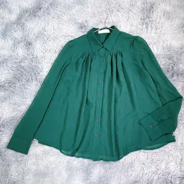 Vivifie [ M ] 시어 긴팔 셔츠 그린 여성용 봄/여름