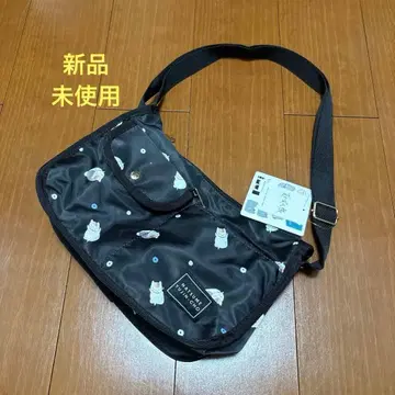 새상품 나츠메 우인장 냥코 선생님 숄더백 블랙 올 패턴 나일론