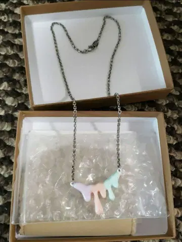 Q-pot. 멜티멜트 목걸이 (코튼 캔디 x 실버)