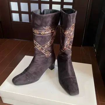 블랙 스웨이드 롱 부츠