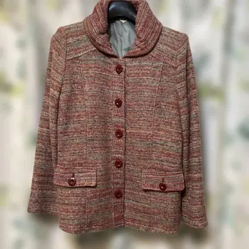 빨간색 계열 트위드 자켓