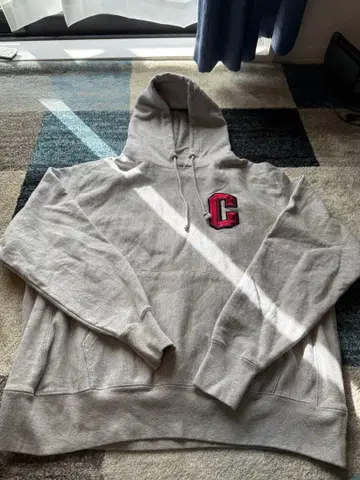 Champion 그레이 후드 부착 리버스 위브 X-LARGE 칼리지