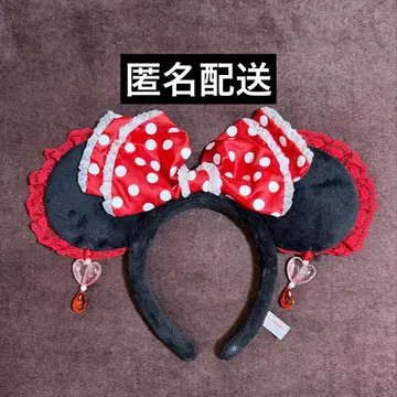 디즈니 미니 머리띠 귀찌 빨간색 리본 도트 레이스