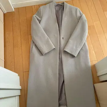 LES MUES V넥 노카라 롱 코트 M 울 혼방