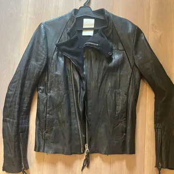 원그래비티 소가죽 가죽 라이더 자켓 블랙