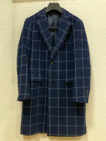 simplicite 윈도우펜 체크 체스터 코트 46 네이비