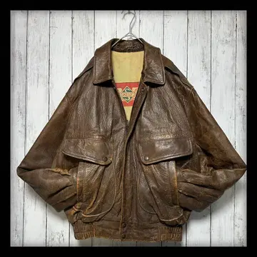 [ A2 타입 가죽 플라이트 자켓 ] 양가죽 짧은 기장 브라운 L 빈티지