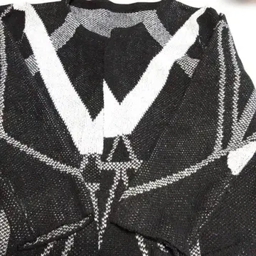 기하학 패턴 노카라 니트 자켓