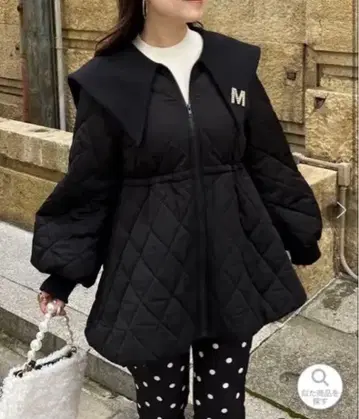 빅 칼라 퀼팅 페플럼 블루종