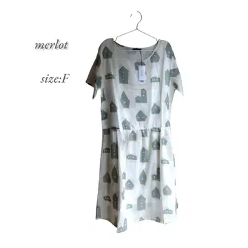 [새상품] merlot 멀로 하우스 패턴 원피스 루즈핏 북유럽 cafe