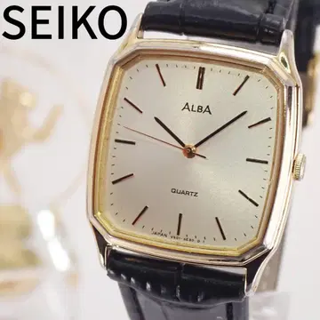 작동 세이코 알바 여성용 손목시계 골드 x 블랙 빈티지