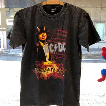 AC DC L 밴드 티셔츠 락 티셔츠 블랙