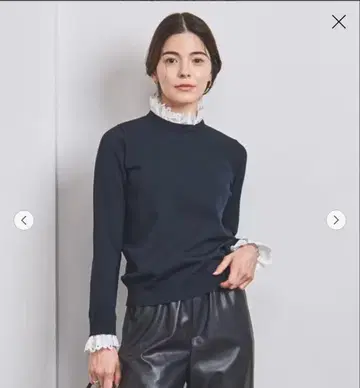 UNITED ARROWS 스캘럽 레이스 4WAY 니트 네이비