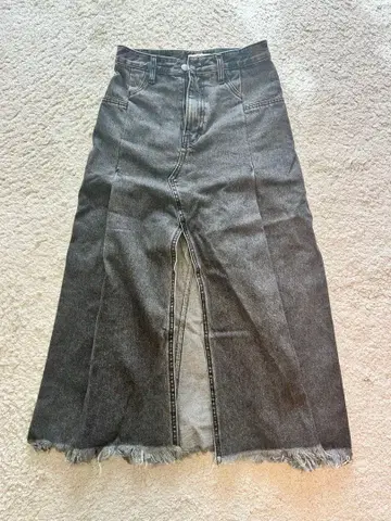 FELIM 그레이 데님 슬릿 롱 스커트