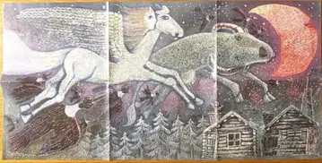 마녀 배달부 키키 우루의 그림 무지개 위를 나는 배 포스터