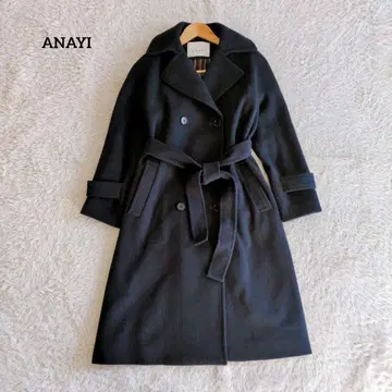 ANAYI 아나이 트렌치코트 울 더블 벨트 블랙 최근 모델