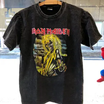아이언 메이든 L 밴딩 티셔츠 락 티셔츠 블랙