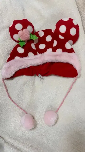 미키 귀 달린 빨흰 도트 모자 2010년 크리스마스