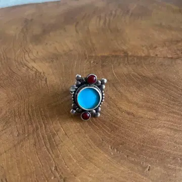 Used 터콰이즈 블루 실버925 반지 아메카지