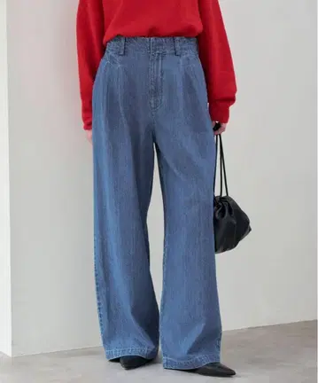 슬로브 이에나 LEDENIM BLUR TUCK TROUSER 데님 40