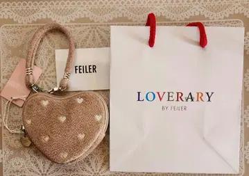 미사용 LOVERARY BY FEILER 라브러리 하트 파우치 베이지