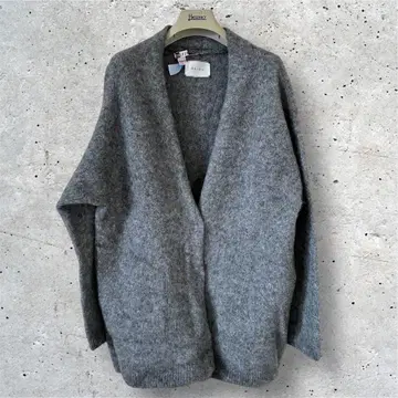 베이지 BEIGE 그레이 알파카 울 가디건