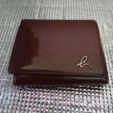 버건디 접이식 지갑 실버 로고