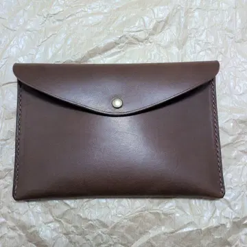 AZUMAYA 핸드메이드 가죽 파우치 브라운