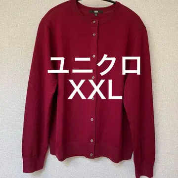 유니클로 메리노 크루넥 가디건 XXL 레드 빨간색
