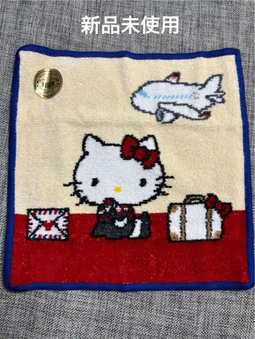 새상품 FEILER 헬로키티 타월 손수건 JAL CA 페이러 옐로우 컬러