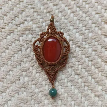 핸드메이드 마크라메 뜨개질 카넬리안 목걸이