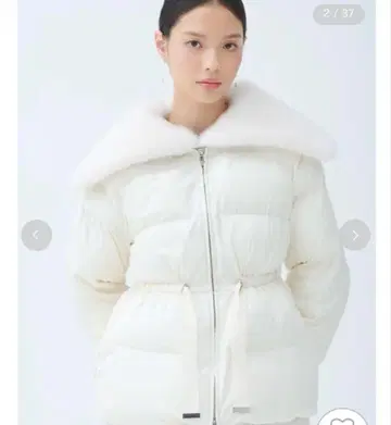 CELFORD 퍼 카라 부착 퀼팅 숏코트 아이보리