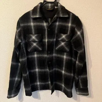 COOTIE 쿠티 옴브레 체크 무늬 울 플란넬 셔츠 블랙 M