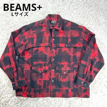 컨디션 최상 BEAMS+ 어드벤처 셔츠 카모플라쥬 프린트 체크 L