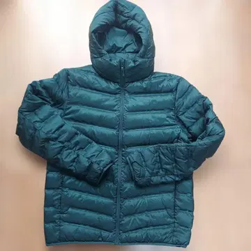 유니클로 후드 부착 다운 자켓 L 그린