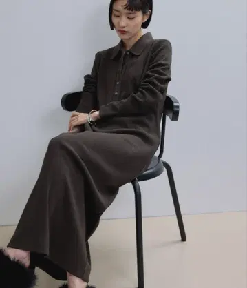 [ ADAM ET ROPE ] 폴로 셔츠 원피스 브라운 S 사이즈