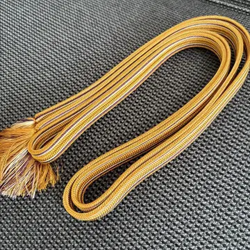 허리띠 순수 실크 황금색에 고대 보라색과 미색