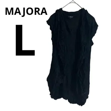 한정판 MAJORA [ L ] 블랙 슬리브리스 가디건