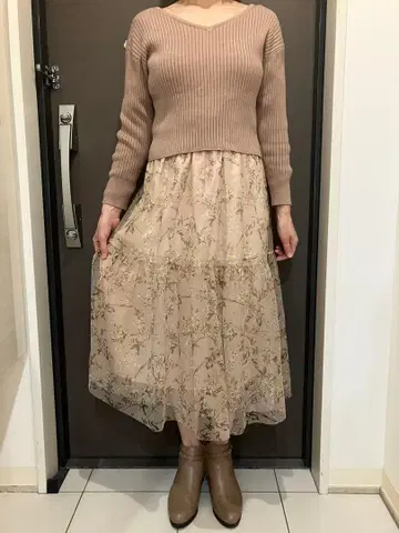 JILL STUART 새상품급 꽃무늬 튤 롱 스커트