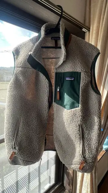 patagonia 플리스 베스트 그레이/그린 L