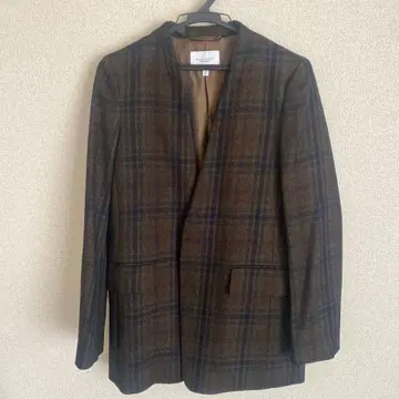 BEAUTY & YOUTH 체크 무늬 노카라 자켓 S