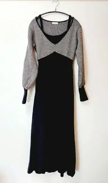 RESEXXY 하운드 투스 니트 원피스 롱 원피스 리젝시