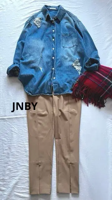 JNBY 울 혼방 스트레치 슬릿 팬츠 치노 팬츠 센소유니코 조거