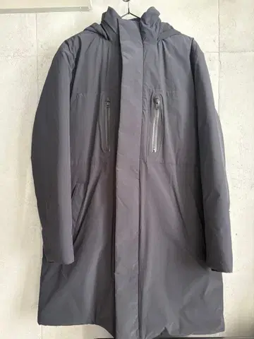 AOURE 다운 자켓 그레이 후드 부착